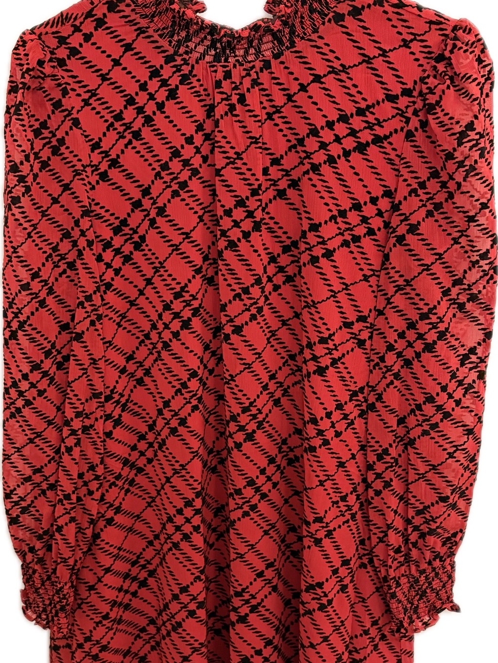 Tommy Hilfiger Red and Black Patterned Long Sleeve Dress